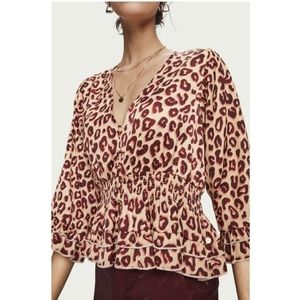 Scotch & Soda V-neck Satin Ruffled Blouse